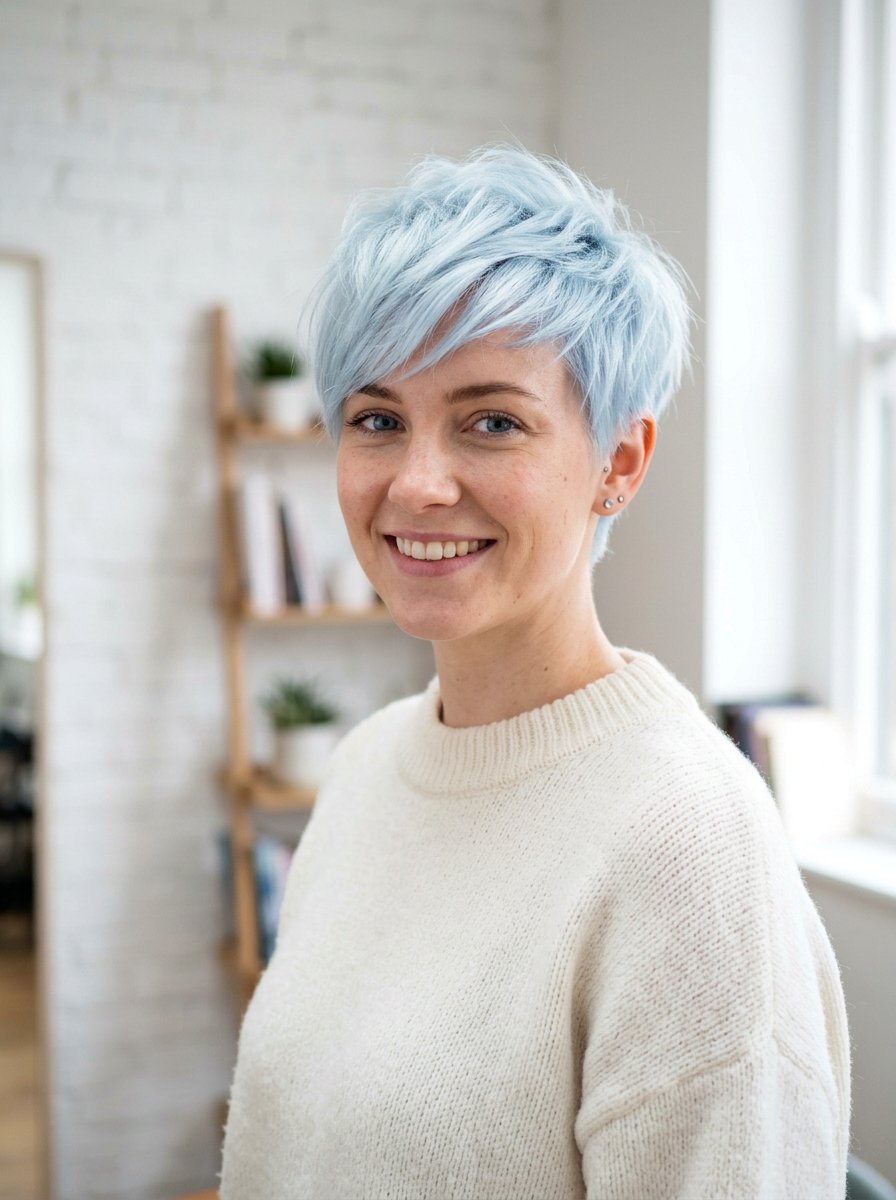 Icy Blue Pixie Cut - 20 winter pixie haircut ideas - 20 winter pixie haircut ideas