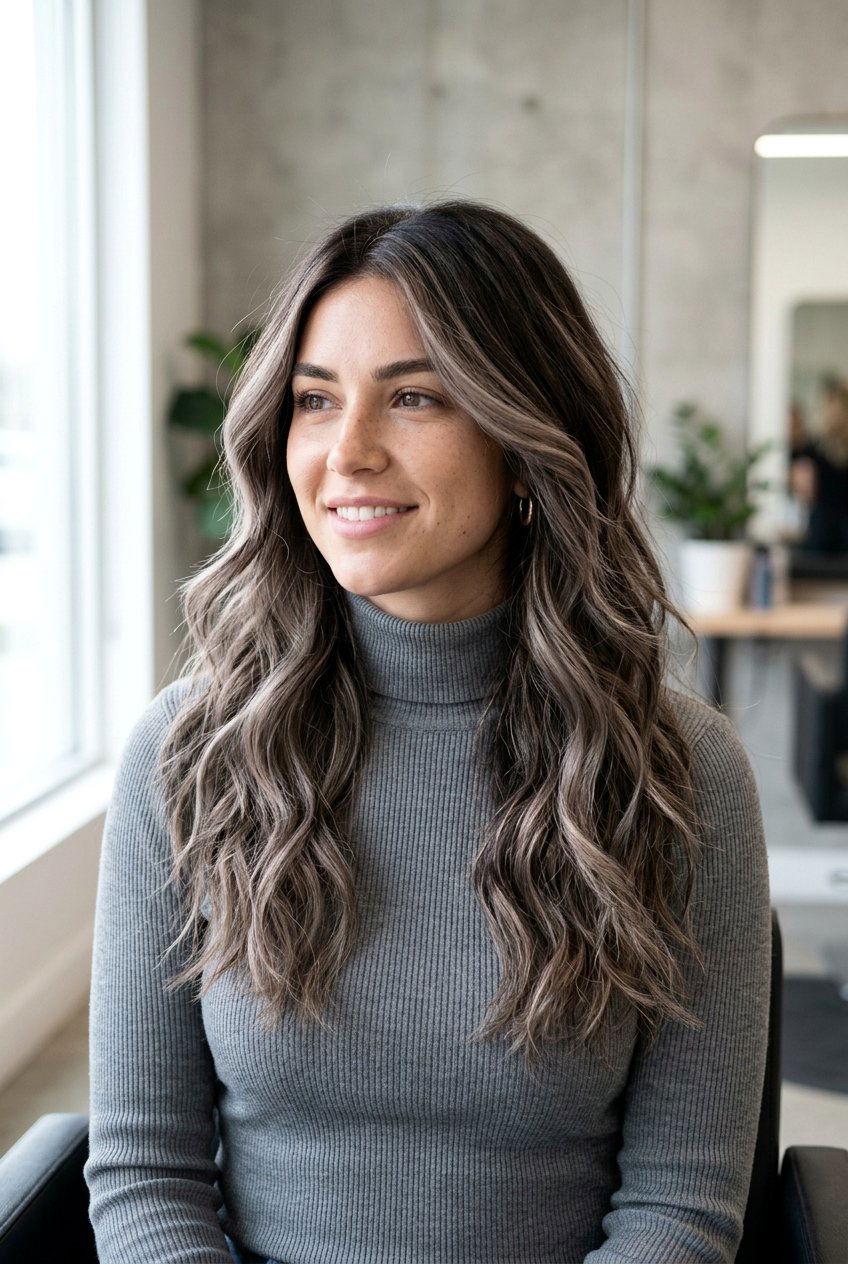 Icy Brown Balayage Textured Layers - 20 brunette balayage for shoulder length layers - 20 brunette balayage for shoulder length layers