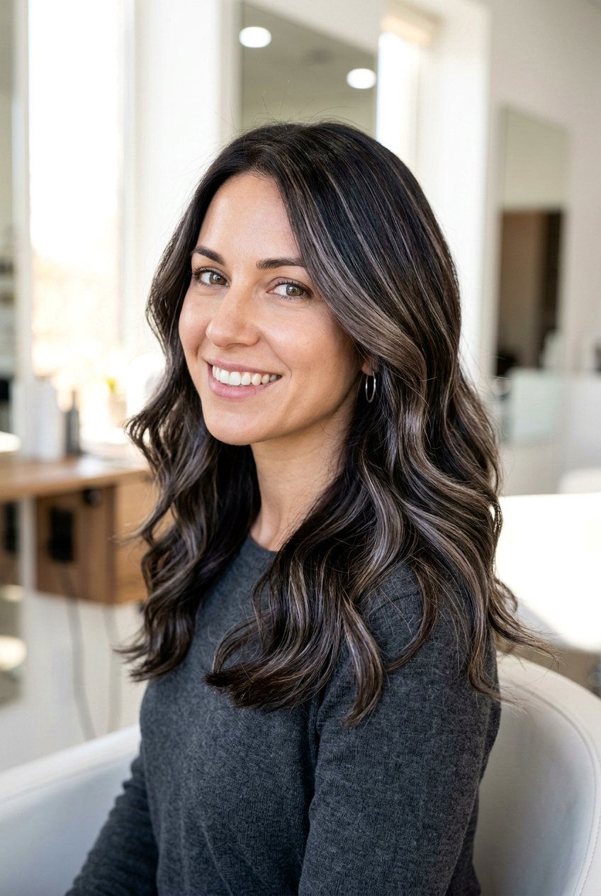 Icy Brown Highlights - 20 cool toned brunette hair - 20 cool toned brunette hair