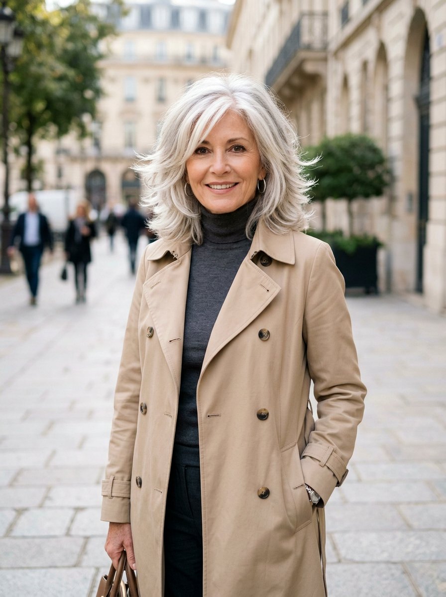 Icy Gray Blend Layered Cut - 20 dimensional gray blend for mature women - 20 dimensional gray blend for mature women