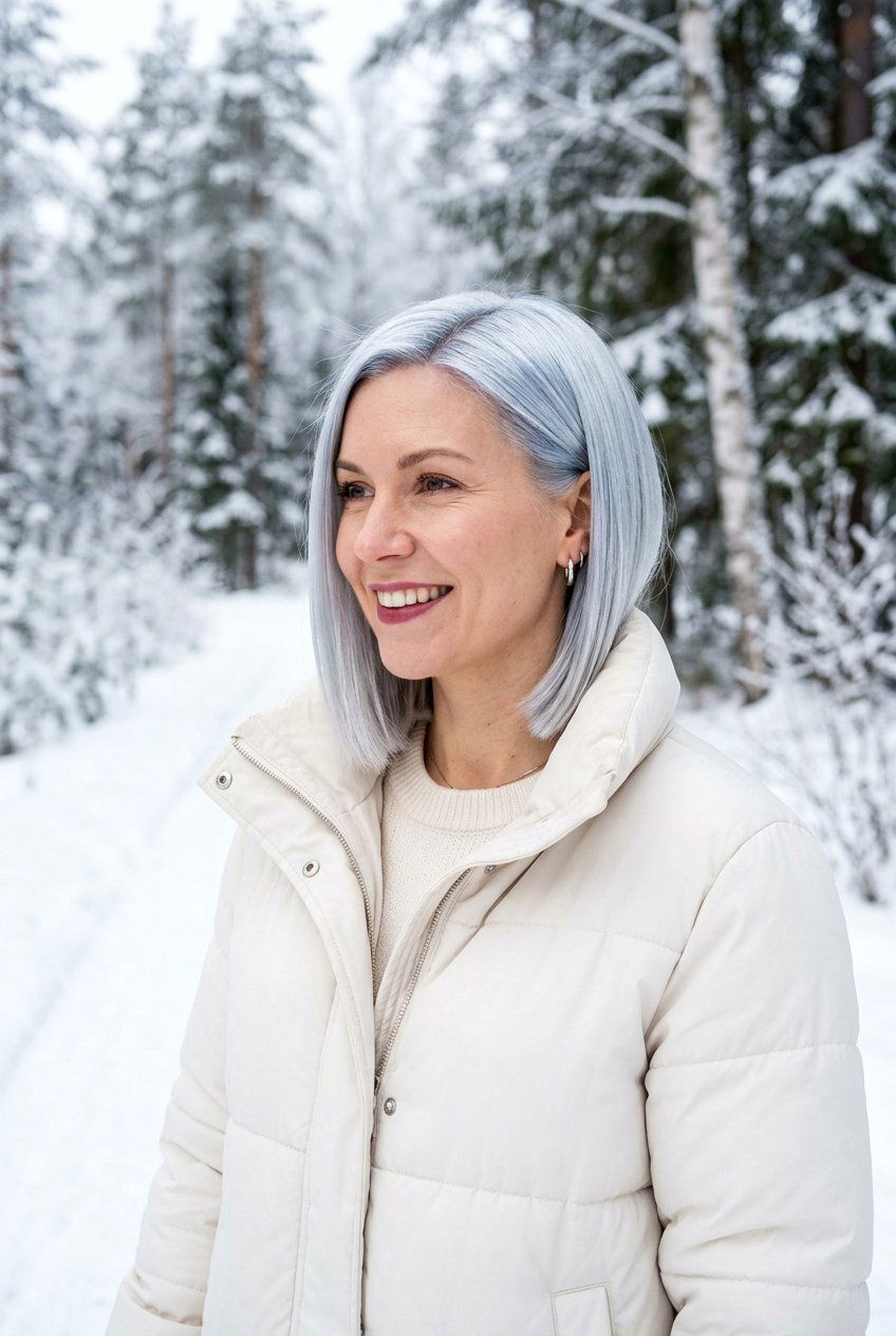 Icy Metallic Silver Bob - 20 metallic silver bob hair color - 20 metallic silver bob hair color