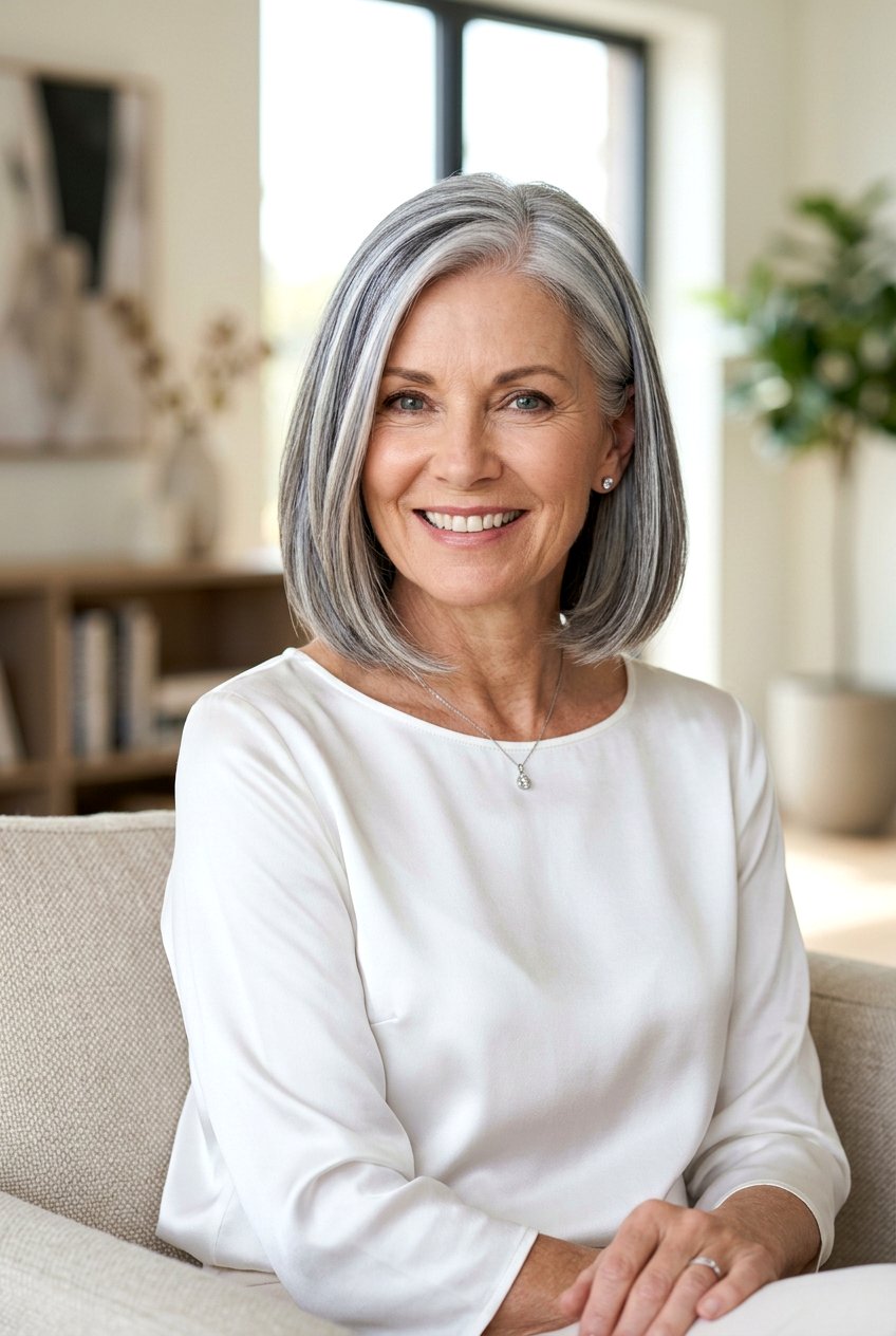 Icy Pearl Gray Highlights For Mature Hair - 20 pearl gray highlights for women over 60 - 20 pearl gray highlights for women over 60
