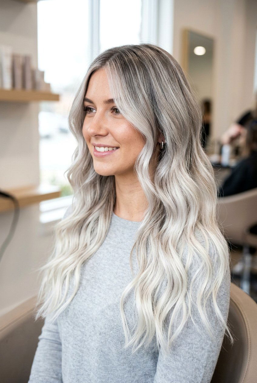 Icy Platinum Blonde Balayage - 20 cool blonde balayage - 20 cool blonde balayage