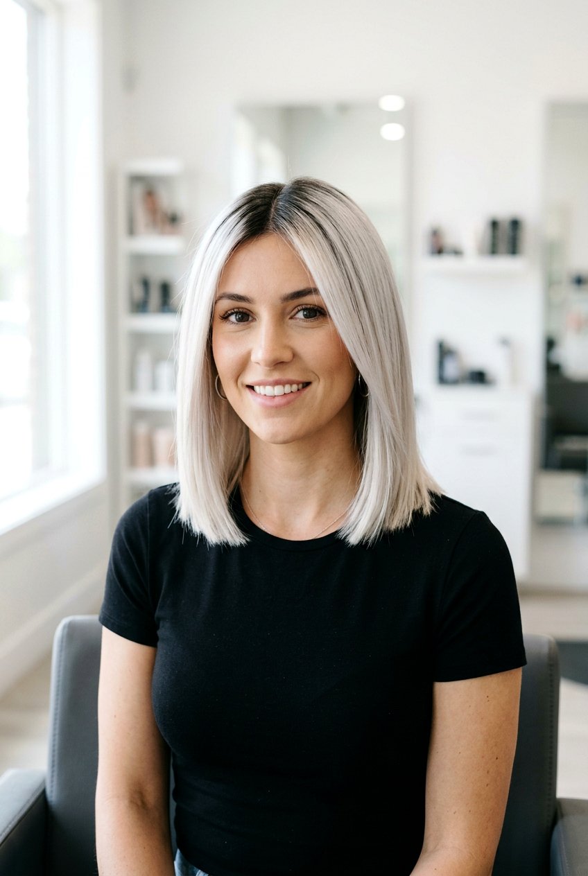 Icy Platinum Bob With Dark Roots - 20 icy platinum bob - 20 icy platinum bob