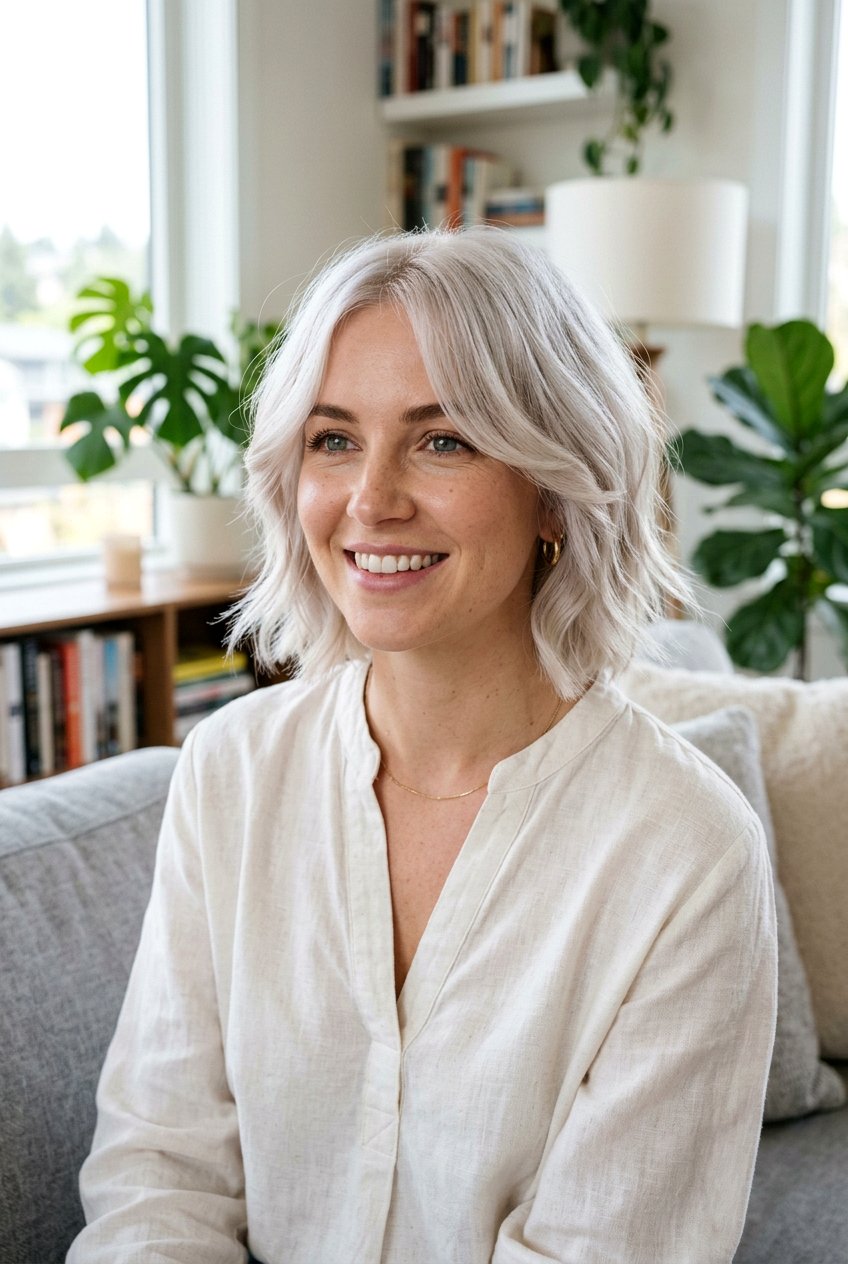 Icy Platinum Bob With Face Framing Layers - 20 icy platinum bob - 20 icy platinum bob