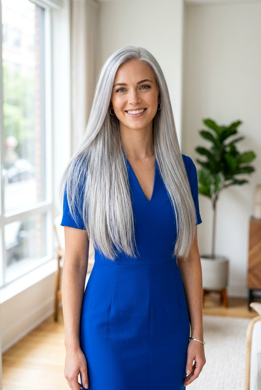 Icy Platinum Gray Hair Color - 20 elegant gray blend hair color - 20 elegant gray blend hair color
