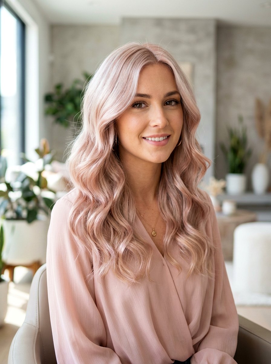 Icy Platinum Hair with Rose Gold Lowlights - 20 soft platinum with lowlights - 20 soft platinum with lowlights