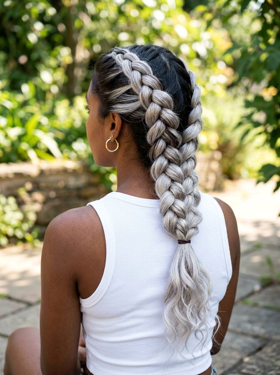 Icy Silver Balayage On Dark Hair Braided - 20 icy silver balayage on dark hair - 20 icy silver balayage on dark hair