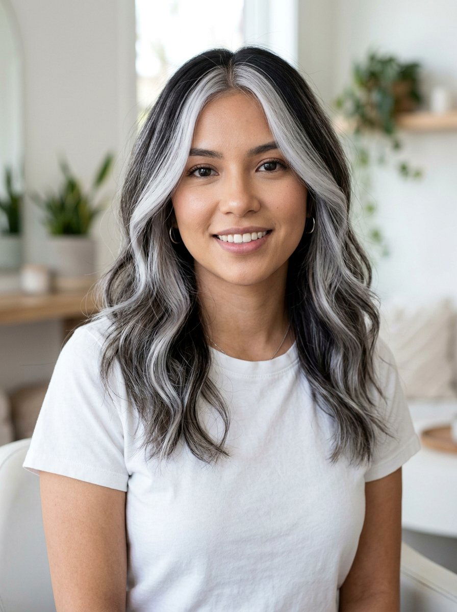 20 Stunning Icy Silver Balayage on Dark Hair Ideas to Try