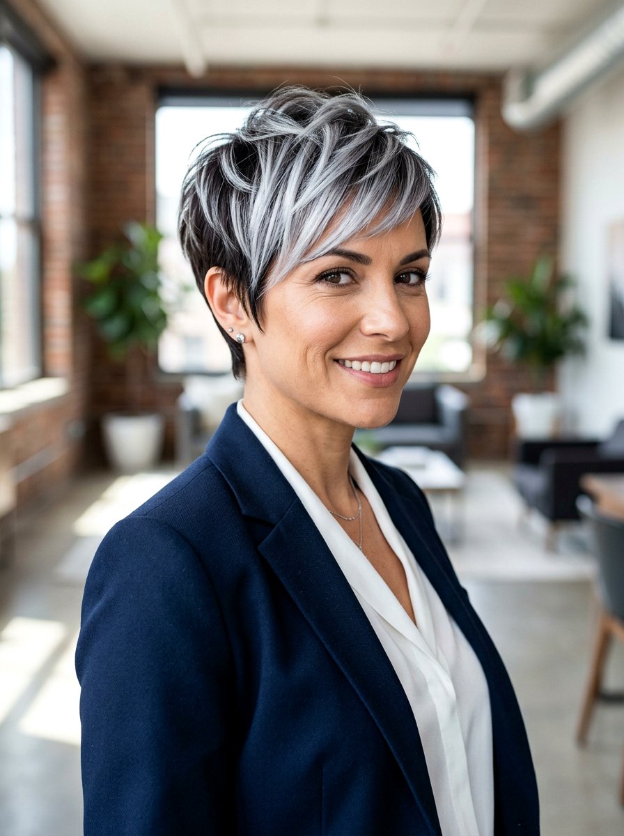 Icy Silver Balayage On Dark Hair Pixie - 20 icy silver balayage on dark hair - 20 icy silver balayage on dark hair