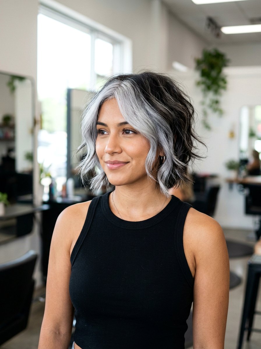 Icy Silver Balayage On Dark Hair Short Layers - 20 icy silver balayage on dark hair - 20 icy silver balayage on dark hair