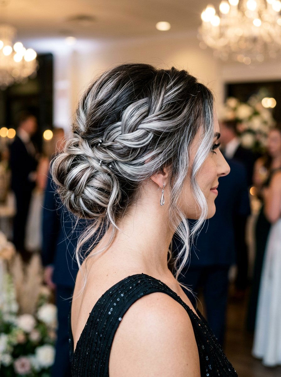 Icy Silver Balayage On Dark Hair Updo - 20 icy silver balayage on dark hair - 20 icy silver balayage on dark hair