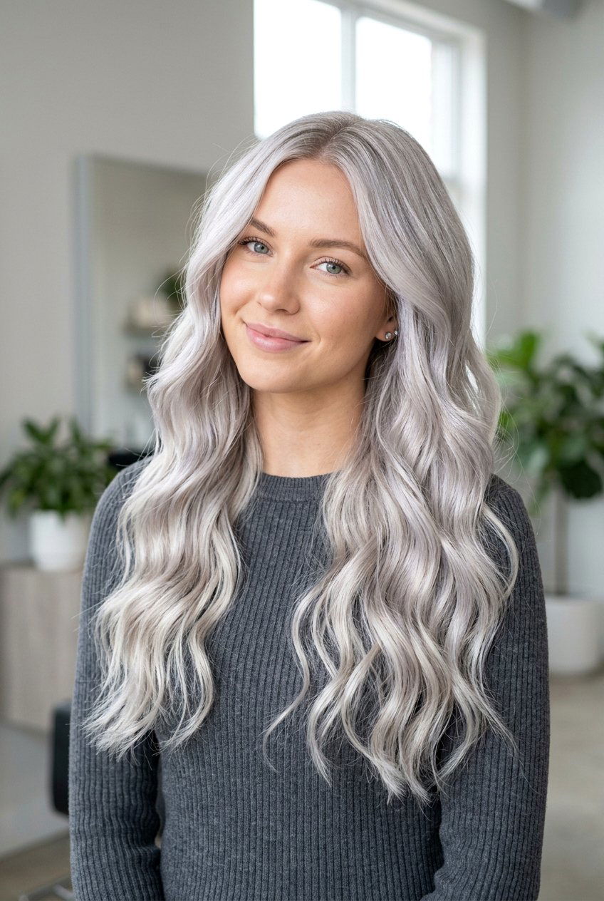 Icy Silver Blonde - 20 silver hair color ideas - 20 silver hair color ideas