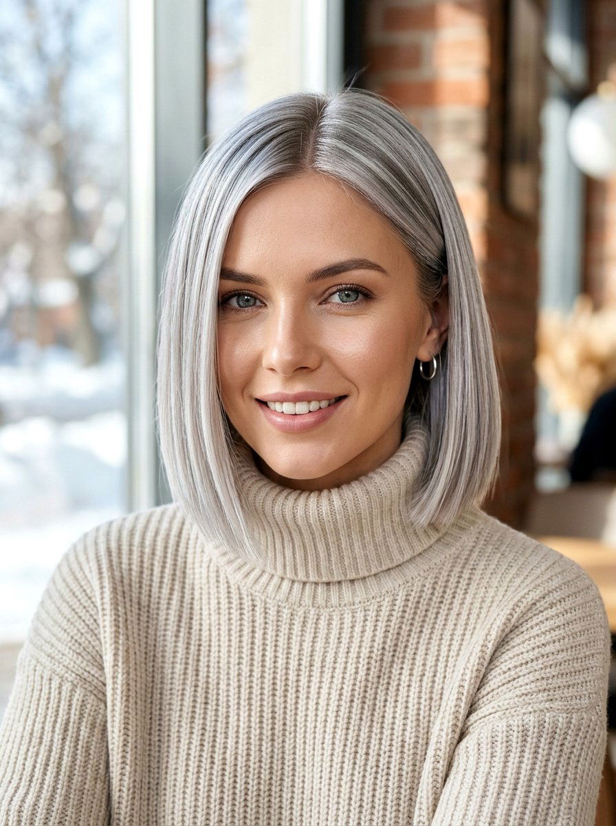 Icy Silver Bob - 20 silver bob hair color ideas - 20 silver bob hair color ideas