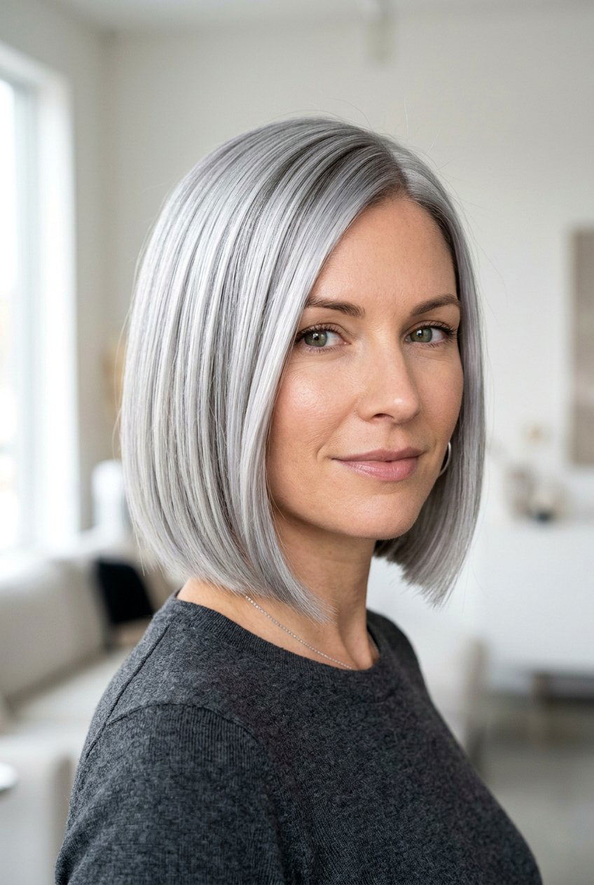 Icy Silver Bob - 20 grandma hair color - 20 grandma hair color