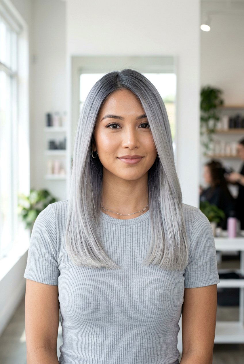 Icy Silver Color Melt - 20 color melt hair ideas - 20 color melt hair ideas