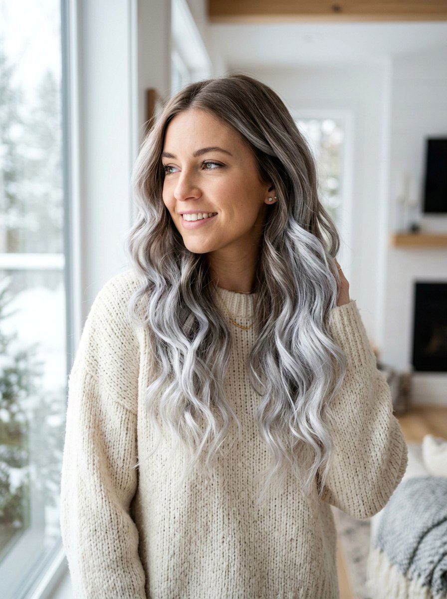 Icy Silver Gray Balayage - 20 trendy silver gray hair color 2026 - 20 trendy silver gray hair color 2026