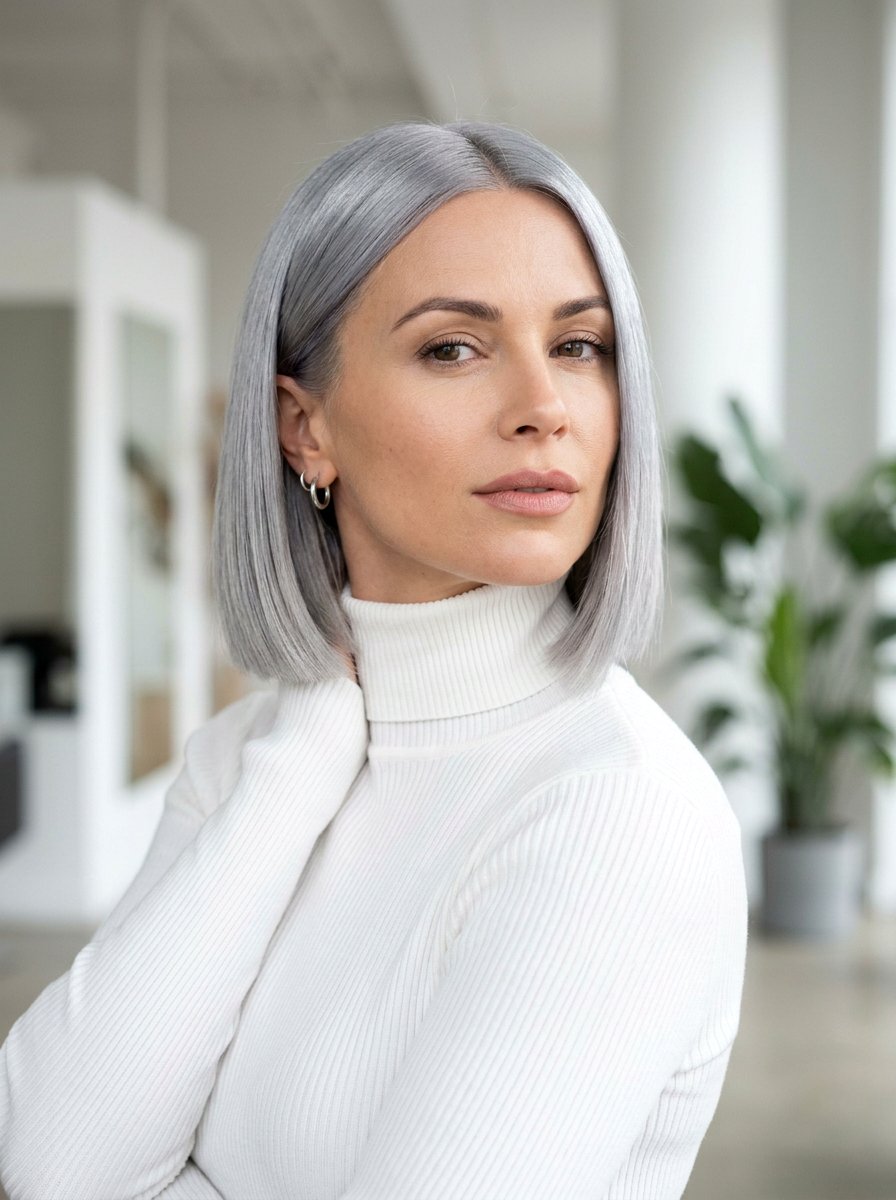 Icy Silver Gray Bob - 20 silver gray bob color ideas - 20 silver gray bob color ideas