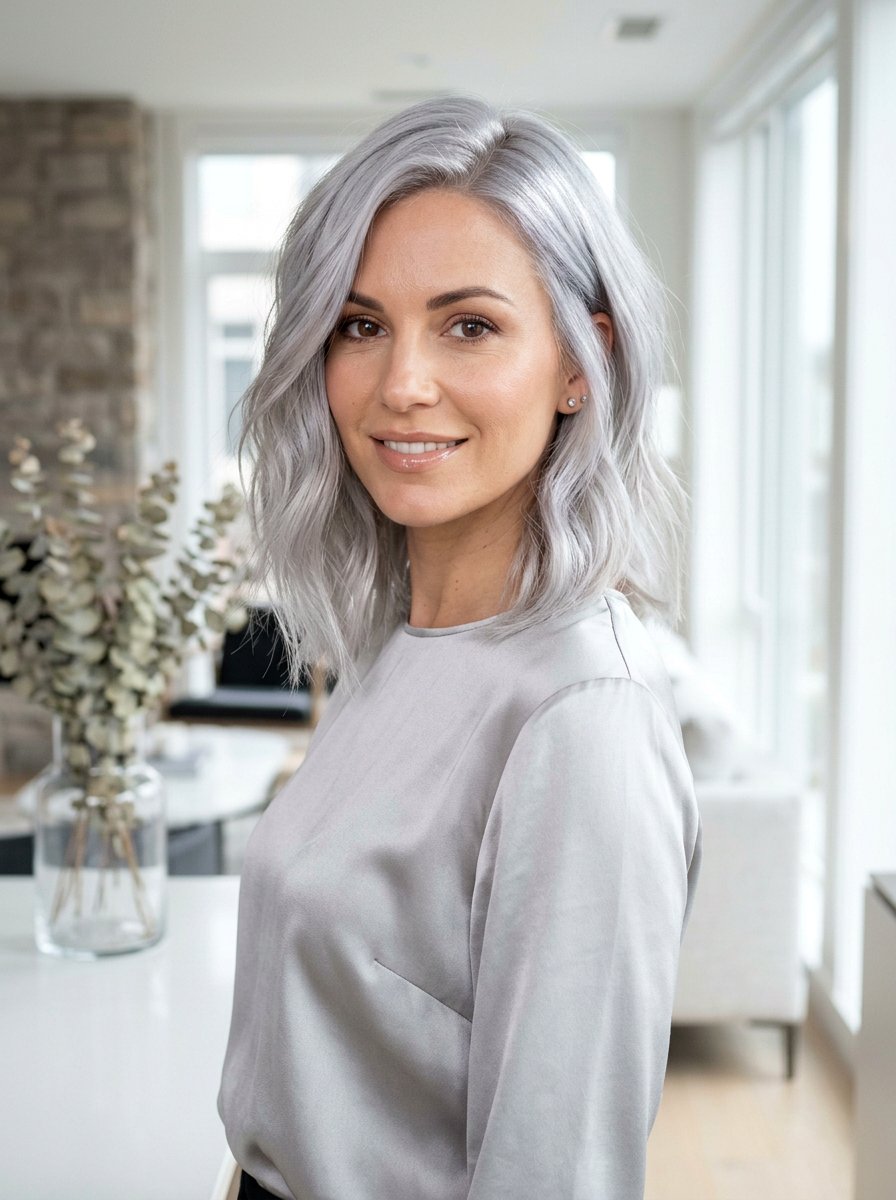 Icy Silver Lob Haircut - 20 silver lob haircut for women - 20 silver lob haircut for women