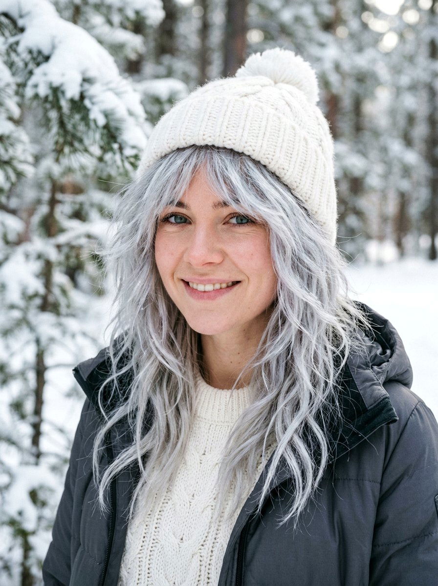 Icy Silver Wolf Cut - 20 silver wolf cut color ideas - 20 silver wolf cut color ideas