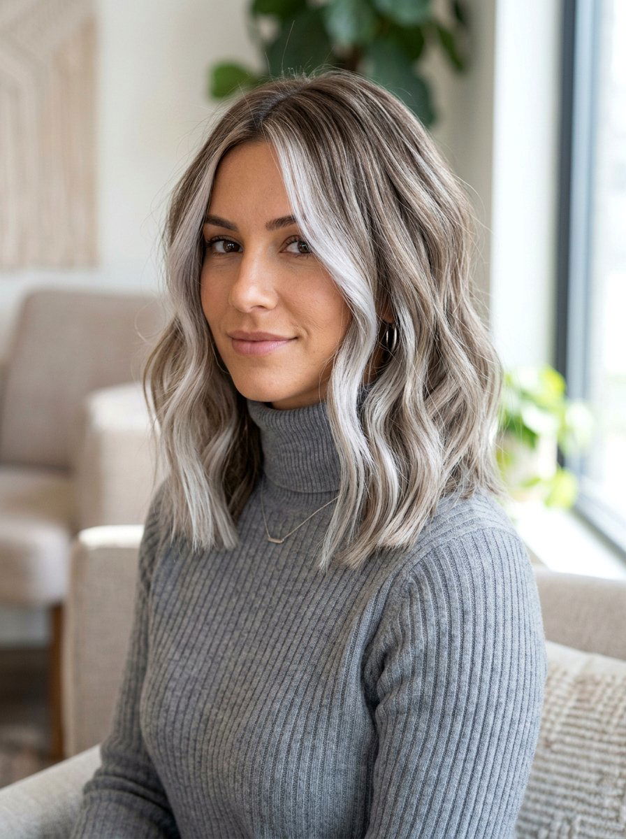 Icy Smoky Bronde Balayage on Shoulder Length Hair - 20 smoky bronde balayage - 20 smoky bronde balayage