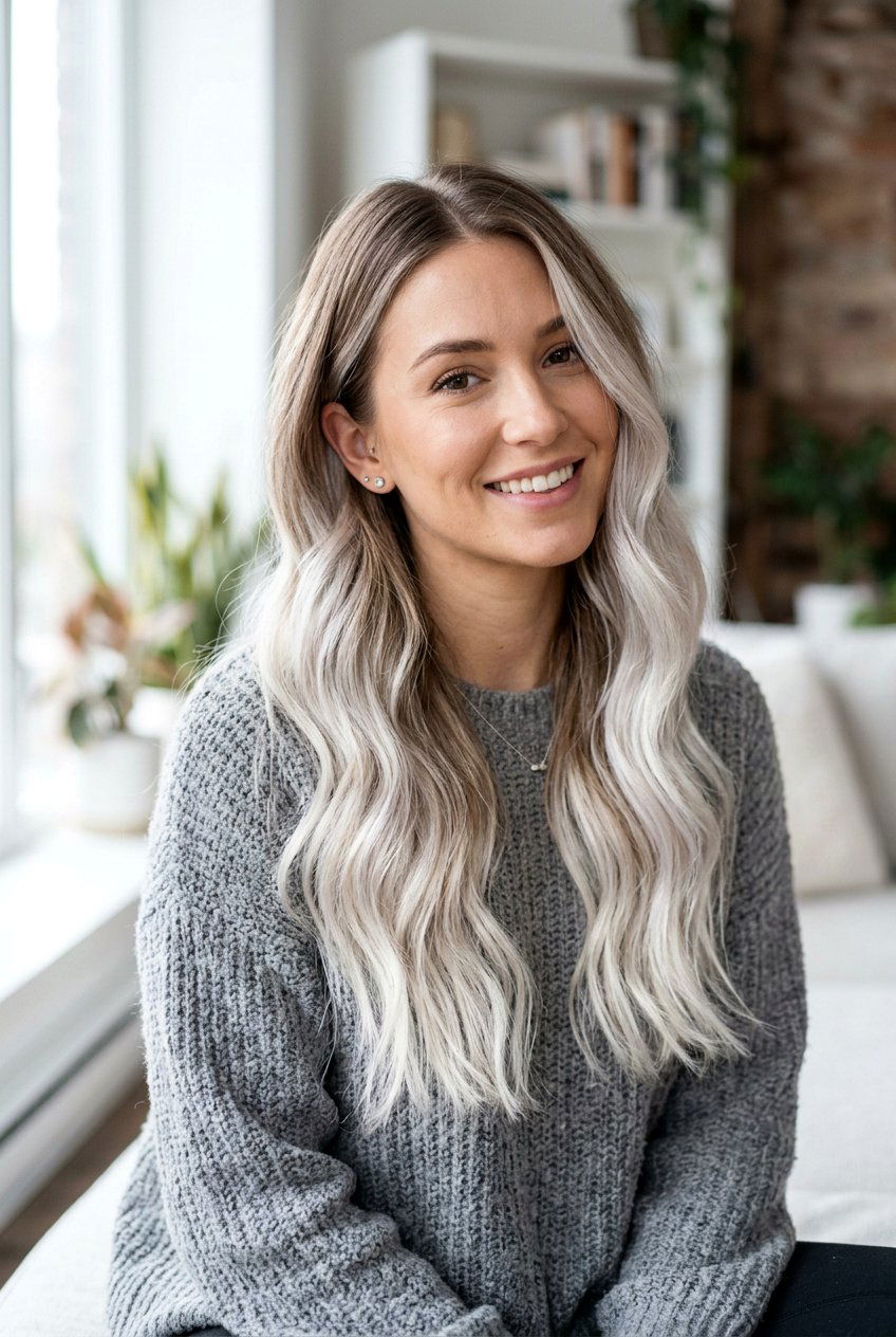 Icy White Blonde Air Touch Balayage - 20 elegant white blonde hair color - 20 elegant white blonde hair color