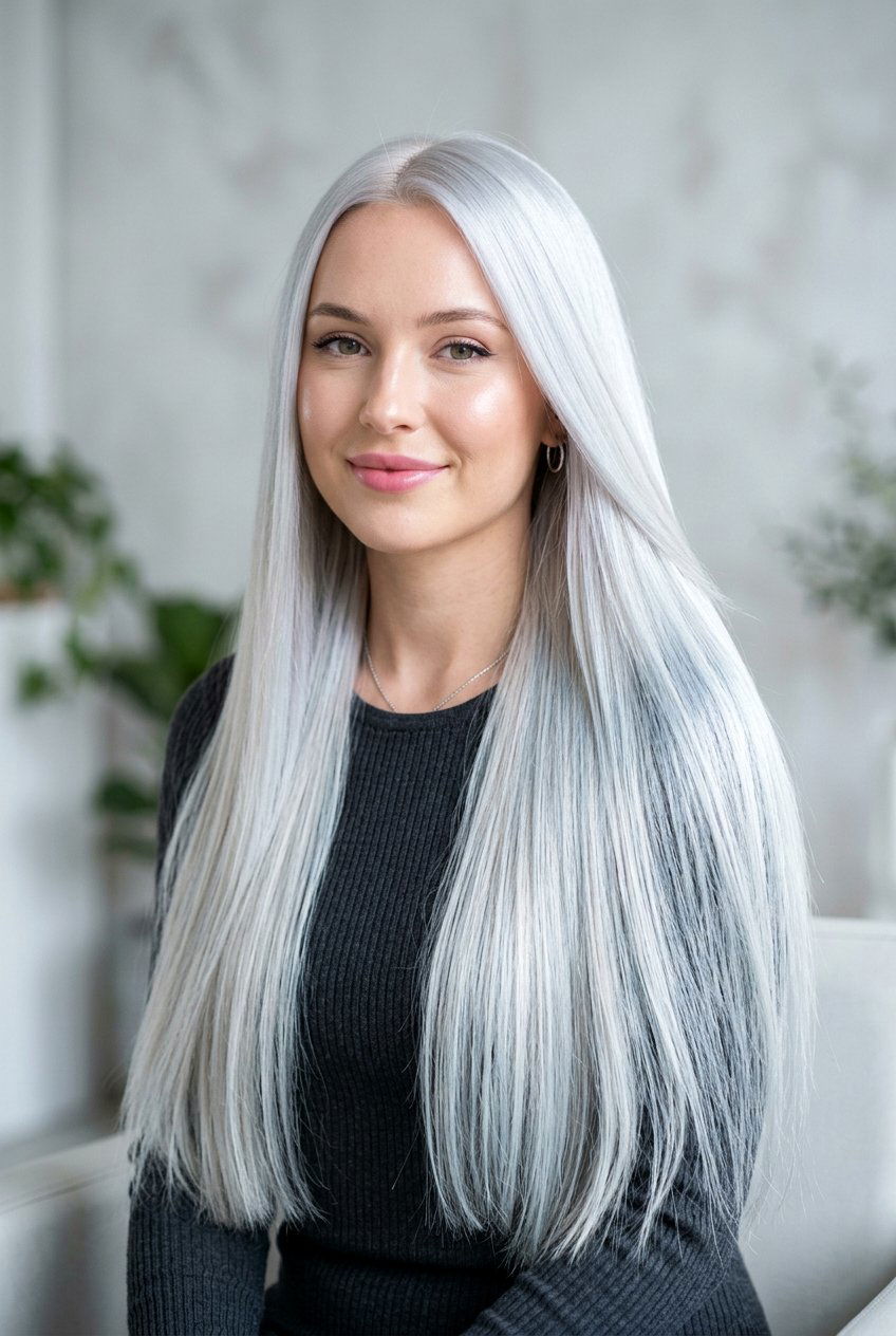 Icy White Blonde Long Hair - 20 white blonde hair color - 20 white blonde hair color