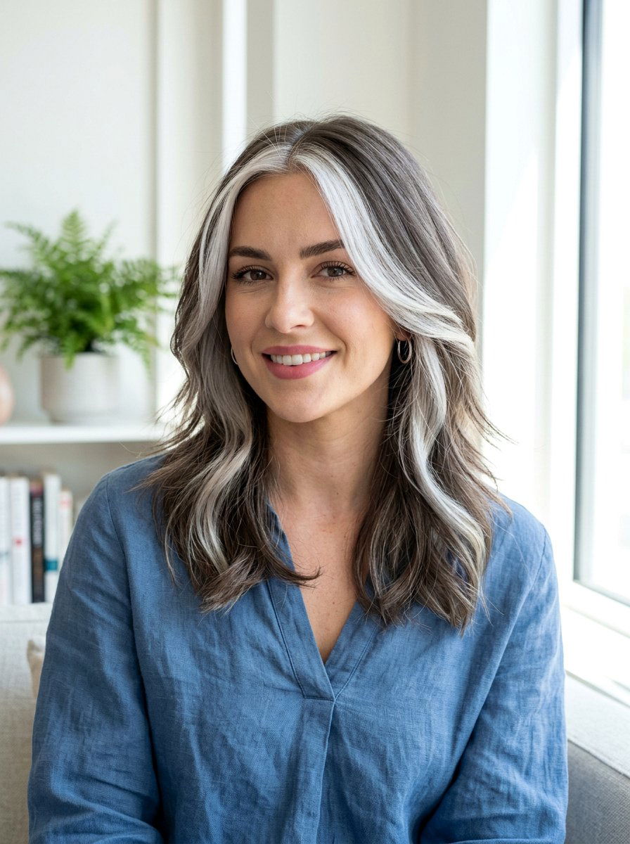 Icy White Blonde Money Piece on Ash Brown Hair - 20 white blonde money piece hair - 20 white blonde money piece hair