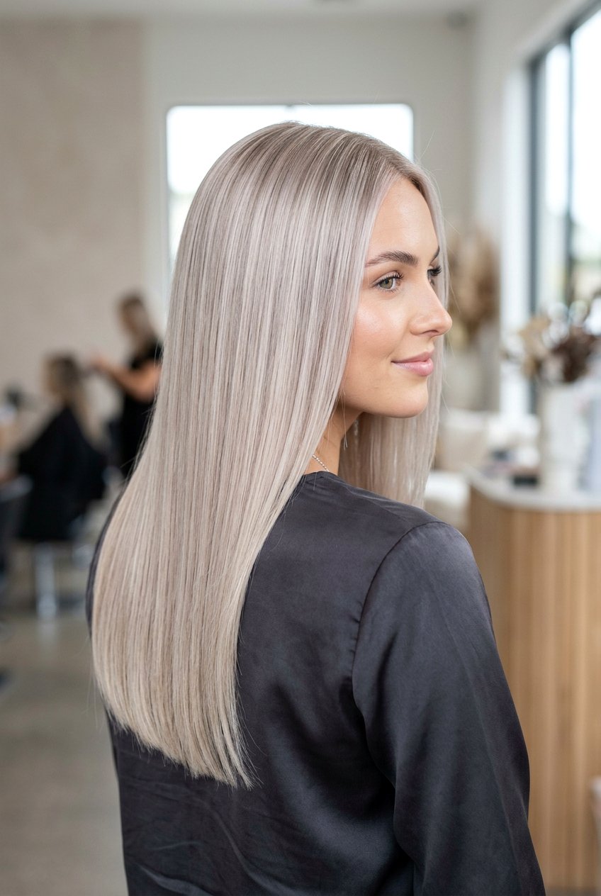 Icy beige blonde straight hair - 20 cool beige blonde hair - 20 cool beige blonde hair