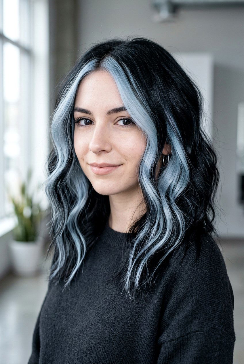 Icy blue highlights black hair - 20 black hair with blue highlights - 20 black hair with blue highlights