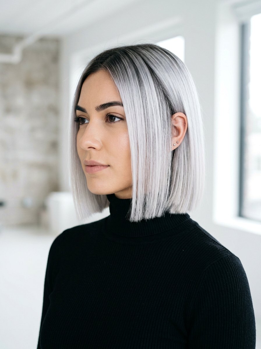 Icy silver balayage blunt bob - 20 silver balayage bob haircut - 20 silver balayage bob haircut