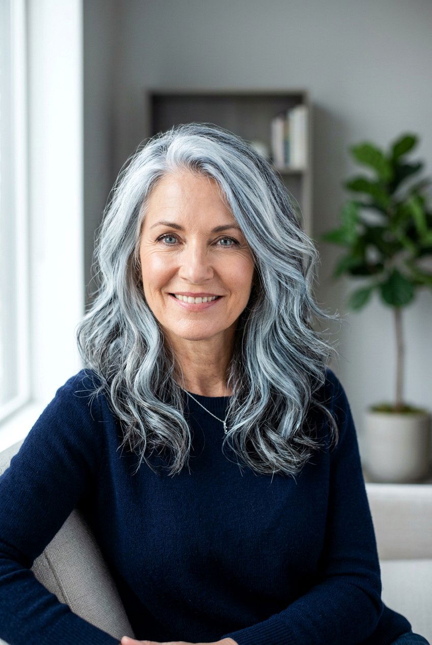 Icy silver salt and pepper hair - 20 salt and pepper hair color ideas - 20 salt and pepper hair color ideas