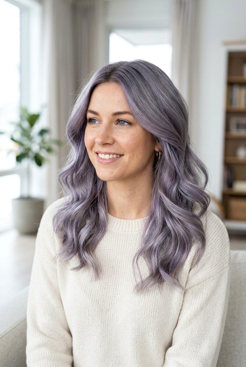 Imagine a dreamy effect where smoky lavender gray hair - 20 smoky gray hair color - 20 smoky gray hair color