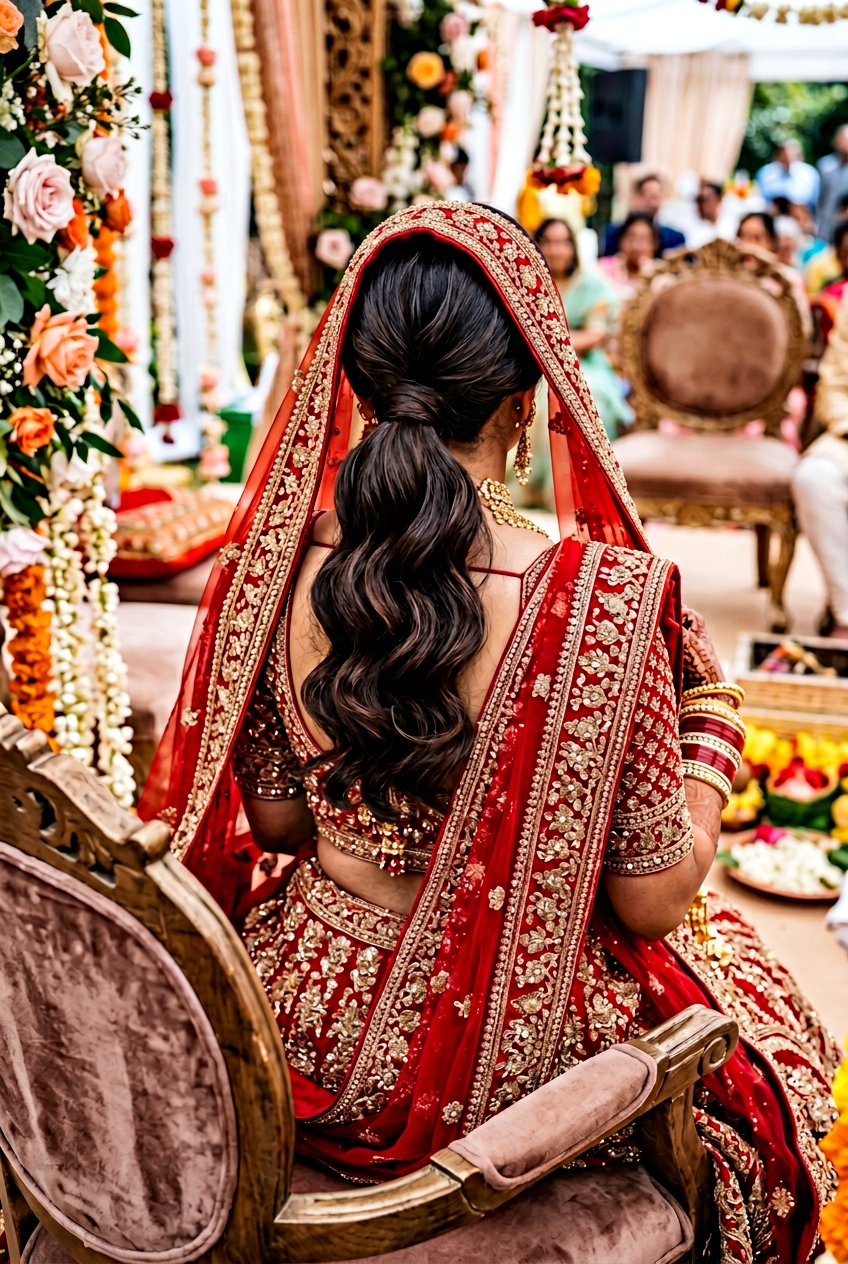 Indian Bridal Ponytail Under Dupatta - 20 indian bridal ponytail hairstyle - 20 indian bridal ponytail hairstyle