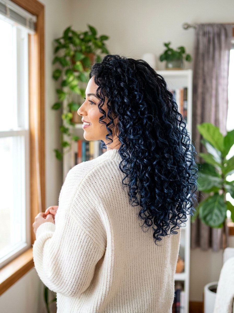 Indigo Black Balayage On Curly Hair - 20 indigo black balayage - 20 indigo black balayage