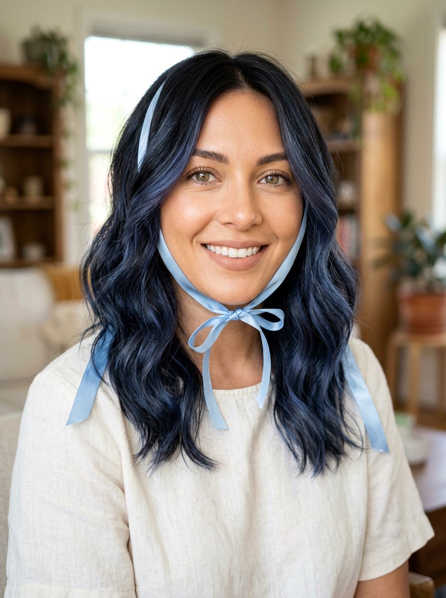 Indigo Black Balayage On Face Framing Layers - 20 indigo black balayage - 20 indigo black balayage