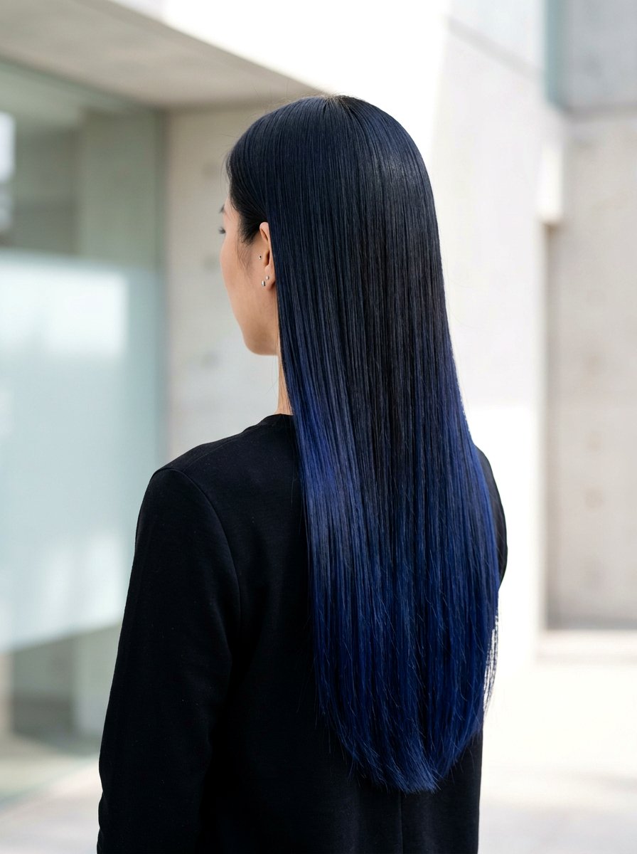 Indigo Black Balayage On Sleek Straight Hair - 20 indigo black balayage - 20 indigo black balayage