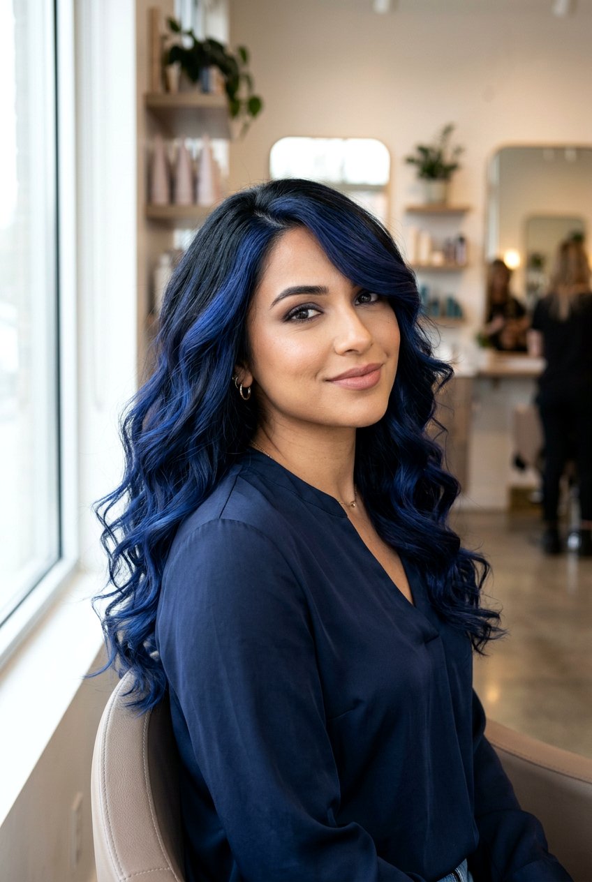 Indigo Blue Balayage On Black Hair - 20 blue balayage on black hair - 20 blue balayage on black hair