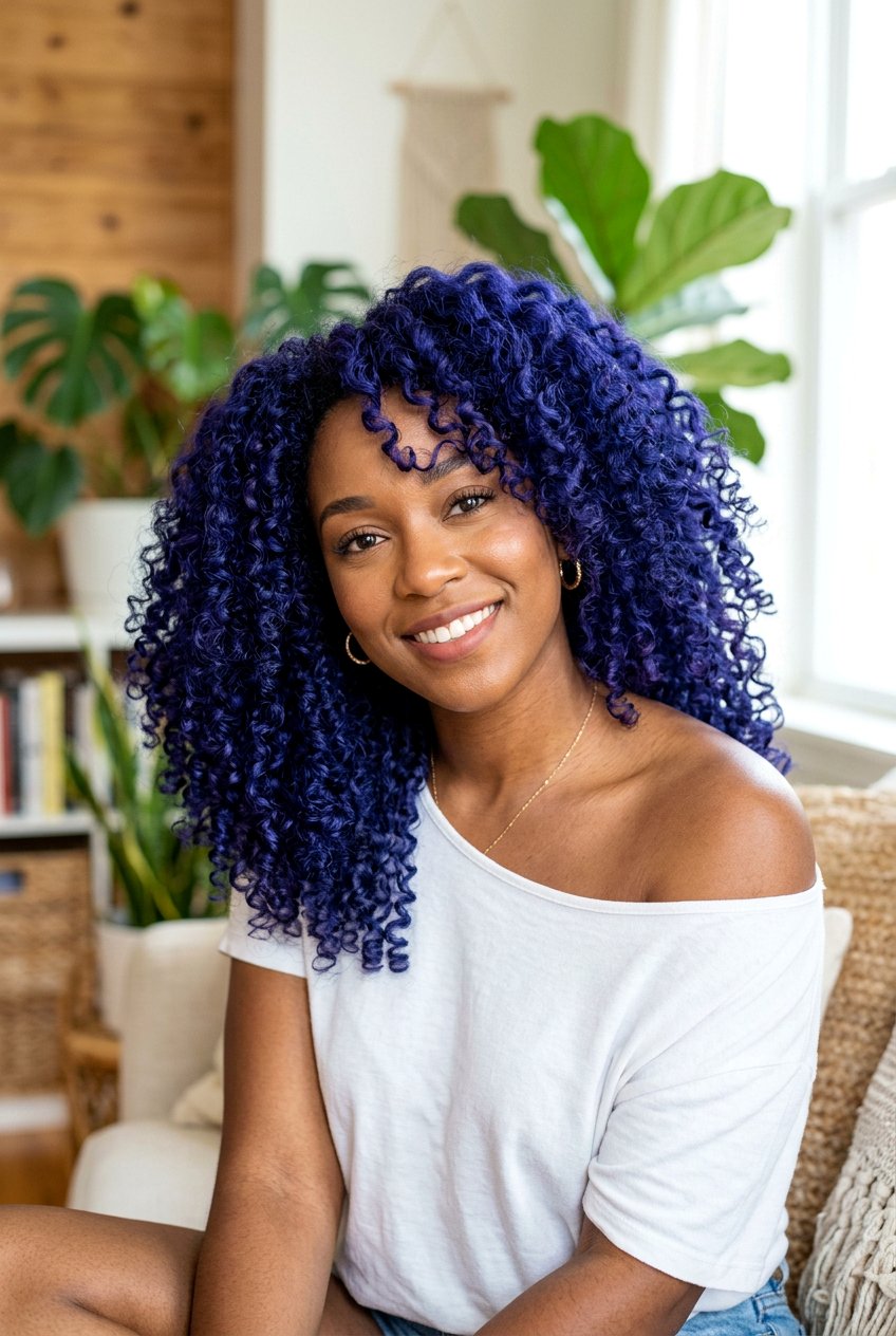 Indigo Hair Color on Curly Hair - 20 indigo hair color ideas - 20 indigo hair color ideas