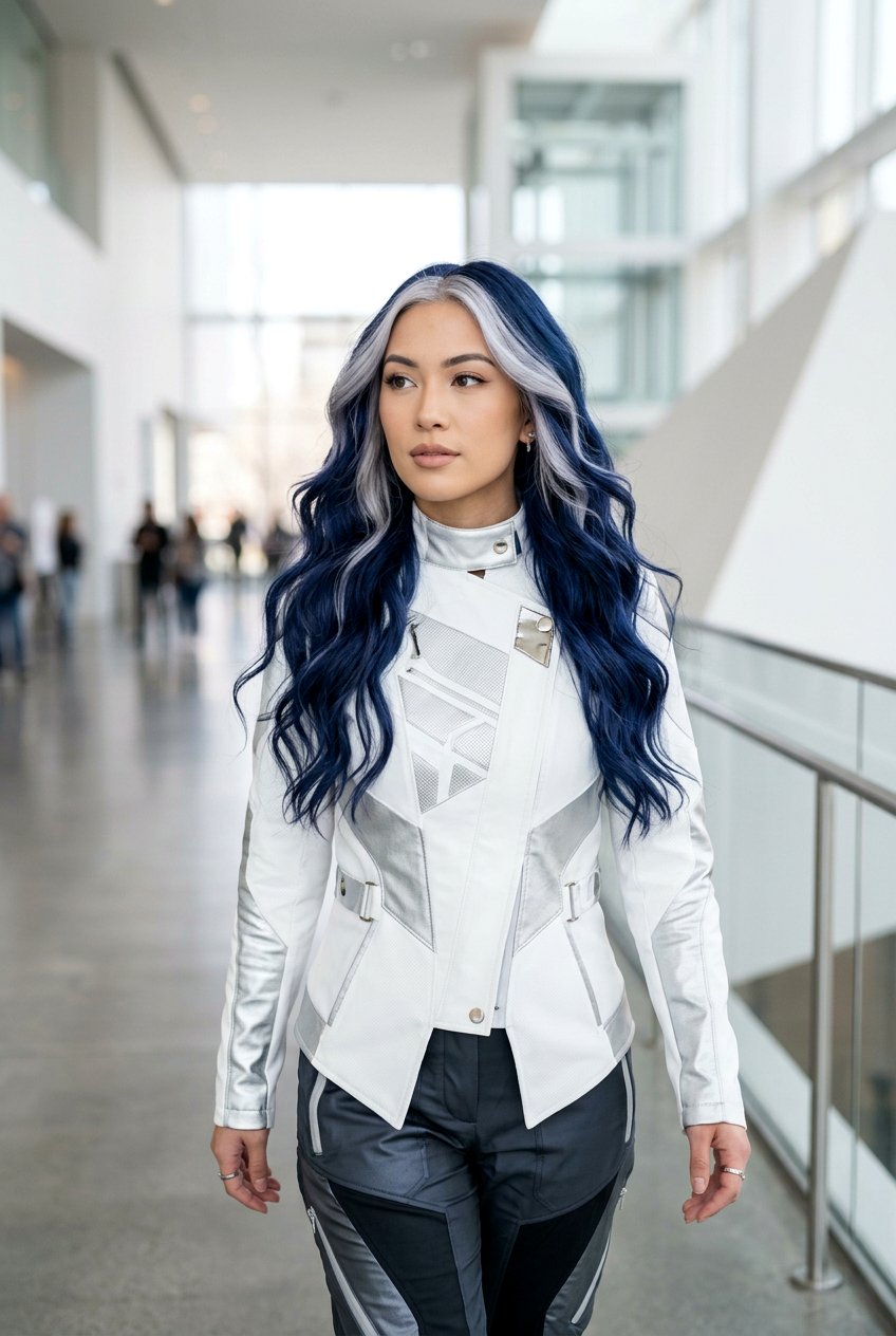 Indigo Hair Color with Silver Streaks - 20 indigo hair color ideas - 20 indigo hair color ideas