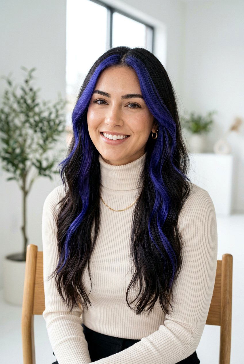 Indigo Money Piece Hair Color - 20 indigo hair color ideas - 20 indigo hair color ideas