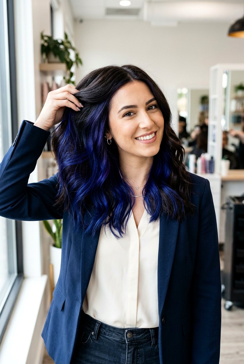 Indigo Peekaboo Hair Color - 20 indigo hair color ideas - 20 indigo hair color ideas