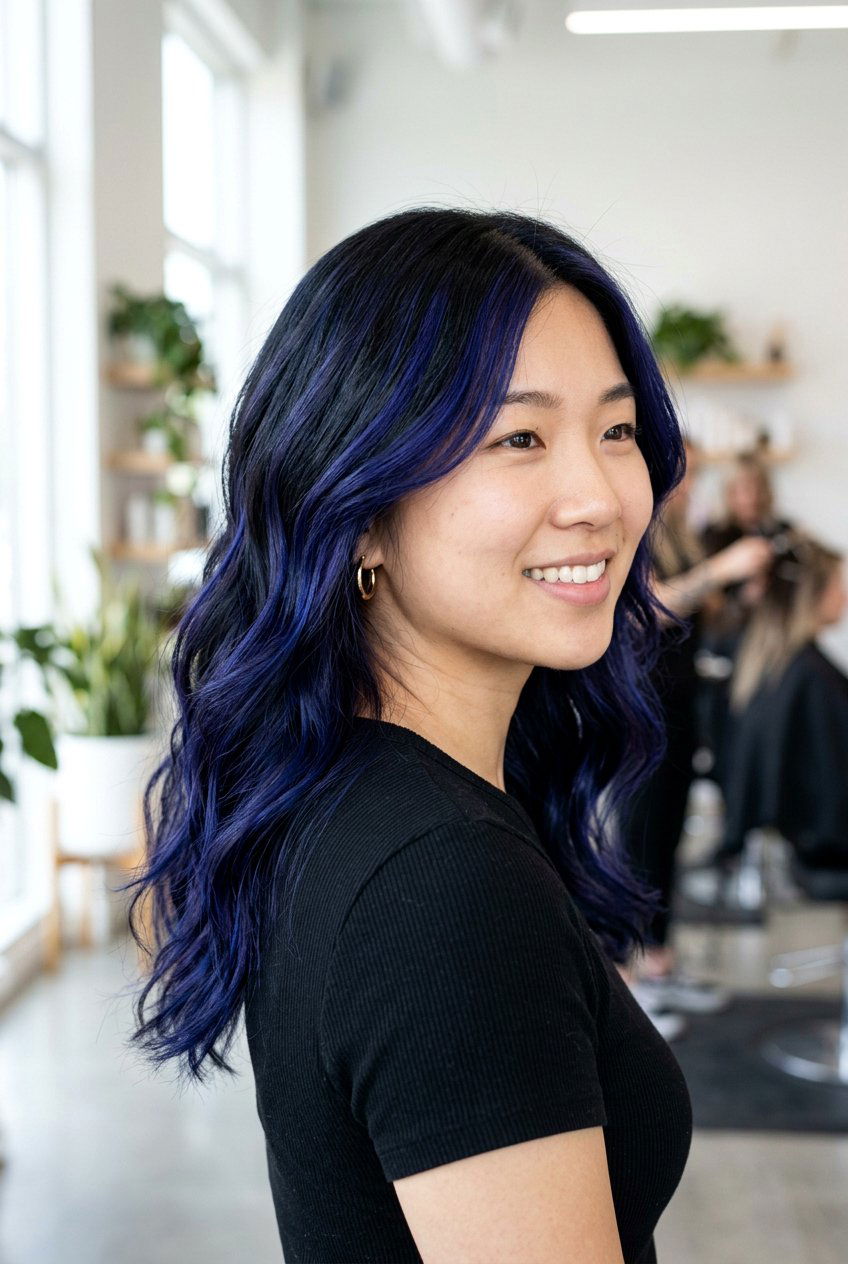 Indigo blue highlights black hair - 20 black hair with blue highlights - 20 black hair with blue highlights