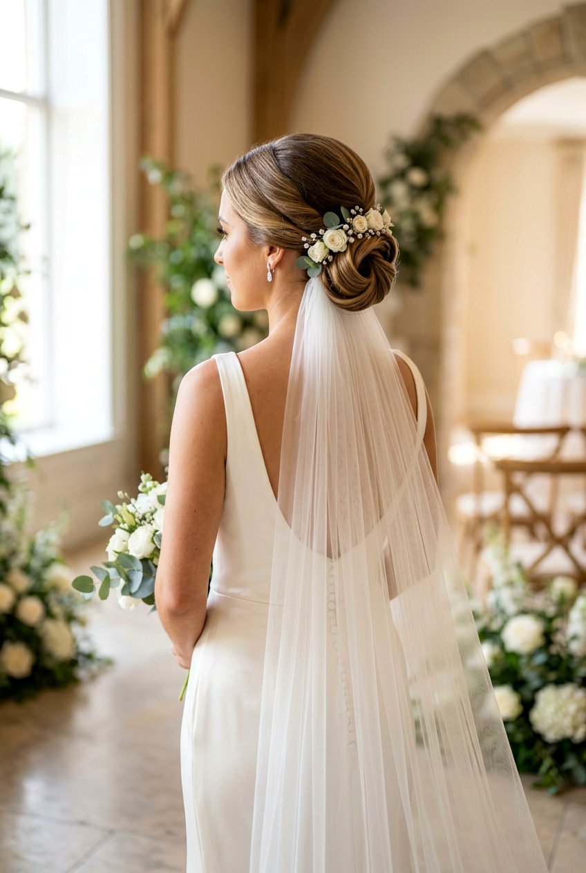 Infinity Loop Bridal Bun With Veil - 20 classic bridal bun for veil - 20 classic bridal bun for veil
