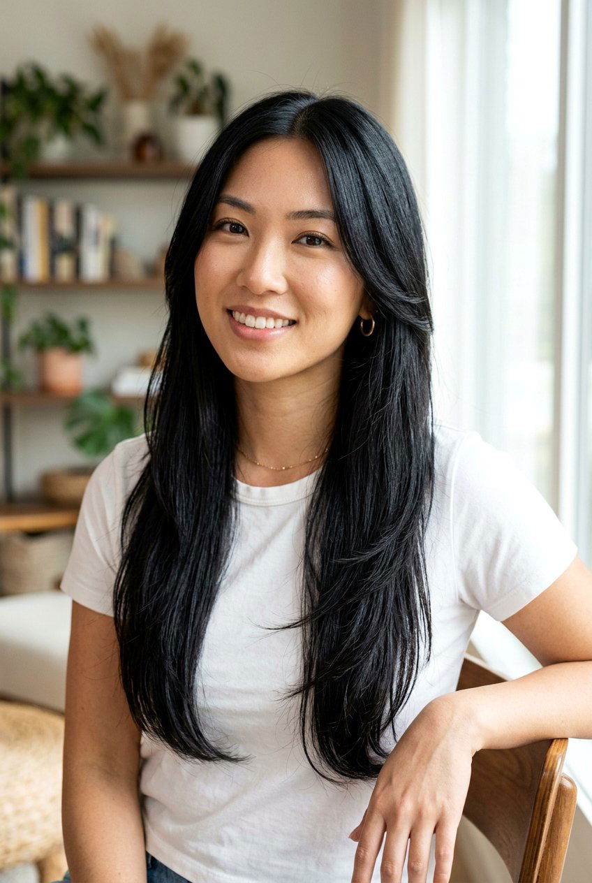 Ink Black Hair With Face Framing Pieces - 20 ink black hair color - 20 ink black hair color