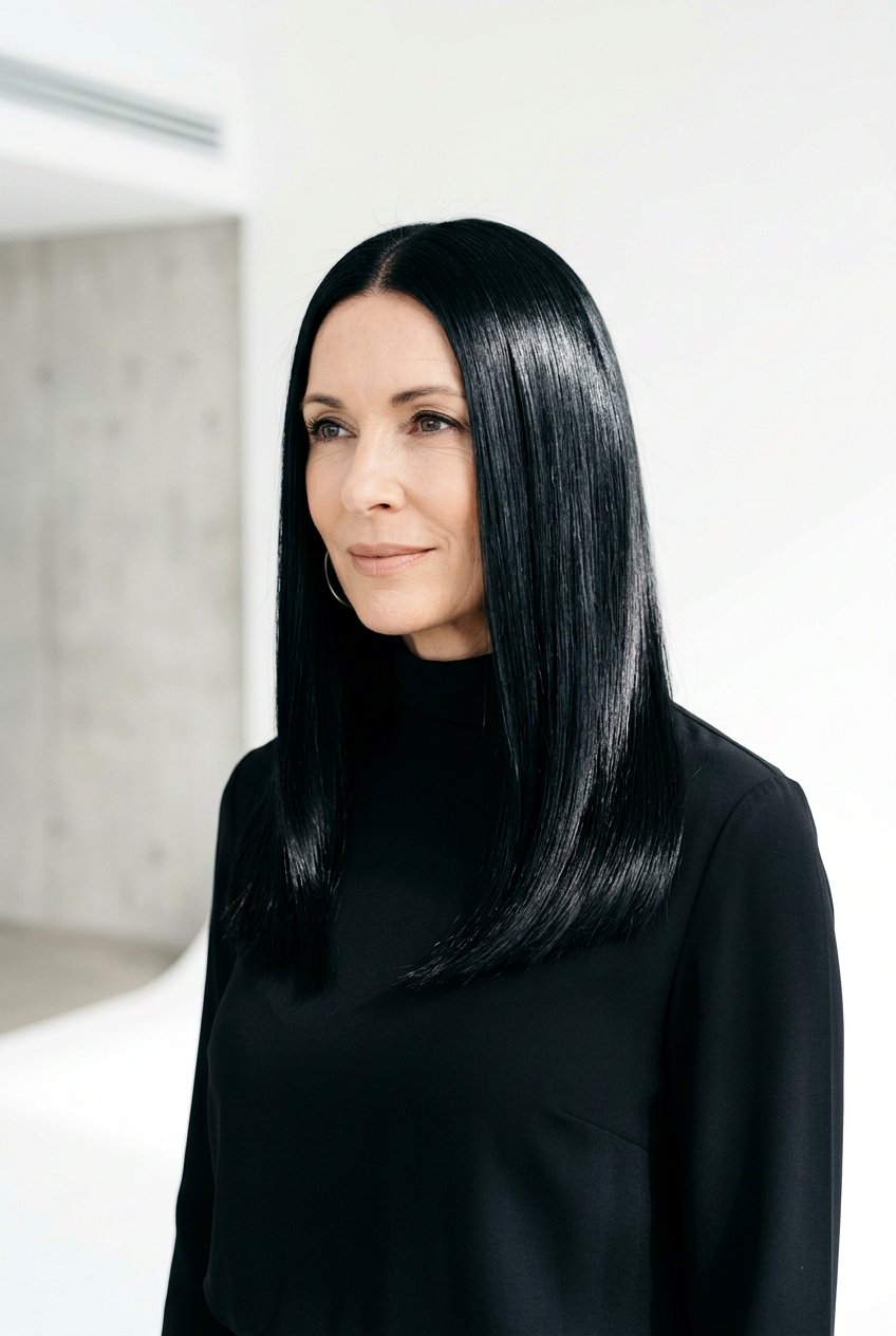 Inky Black Hair Color - 20 glossy black hair color for women over 50 - 20 glossy black hair color for women over 50