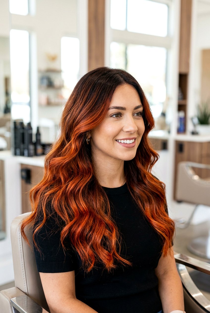 Intense copper balayage - 20 copper balayage hair color - 20 copper balayage hair color