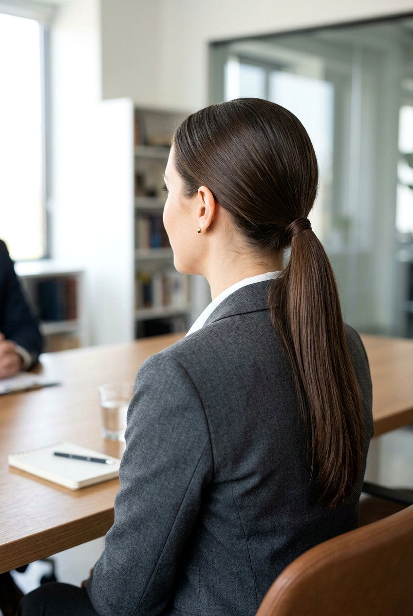 Interview Ponytail With Minimal Accessories - 20 interview ponytail hairstyle - 20 interview ponytail hairstyle