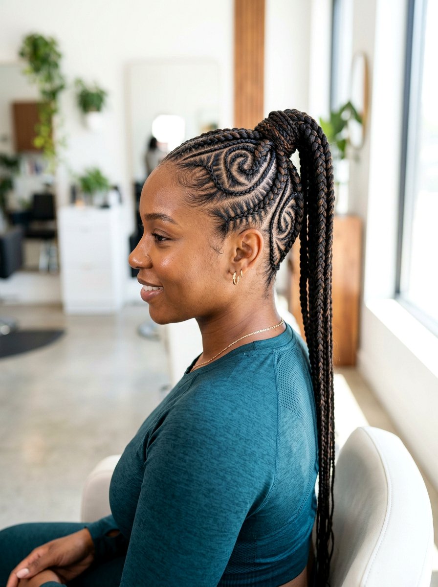 Intricate Cornrow Ponytail - 20 soccer hairstyle with braided ponytail - 20 soccer hairstyle with braided ponytail