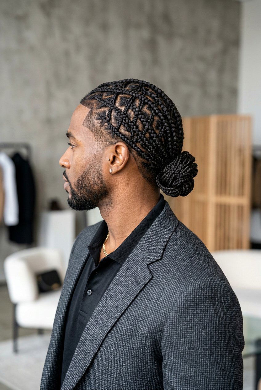 Intricate Cross Braided Knot - 20 braided top knot men - 20 braided top knot men